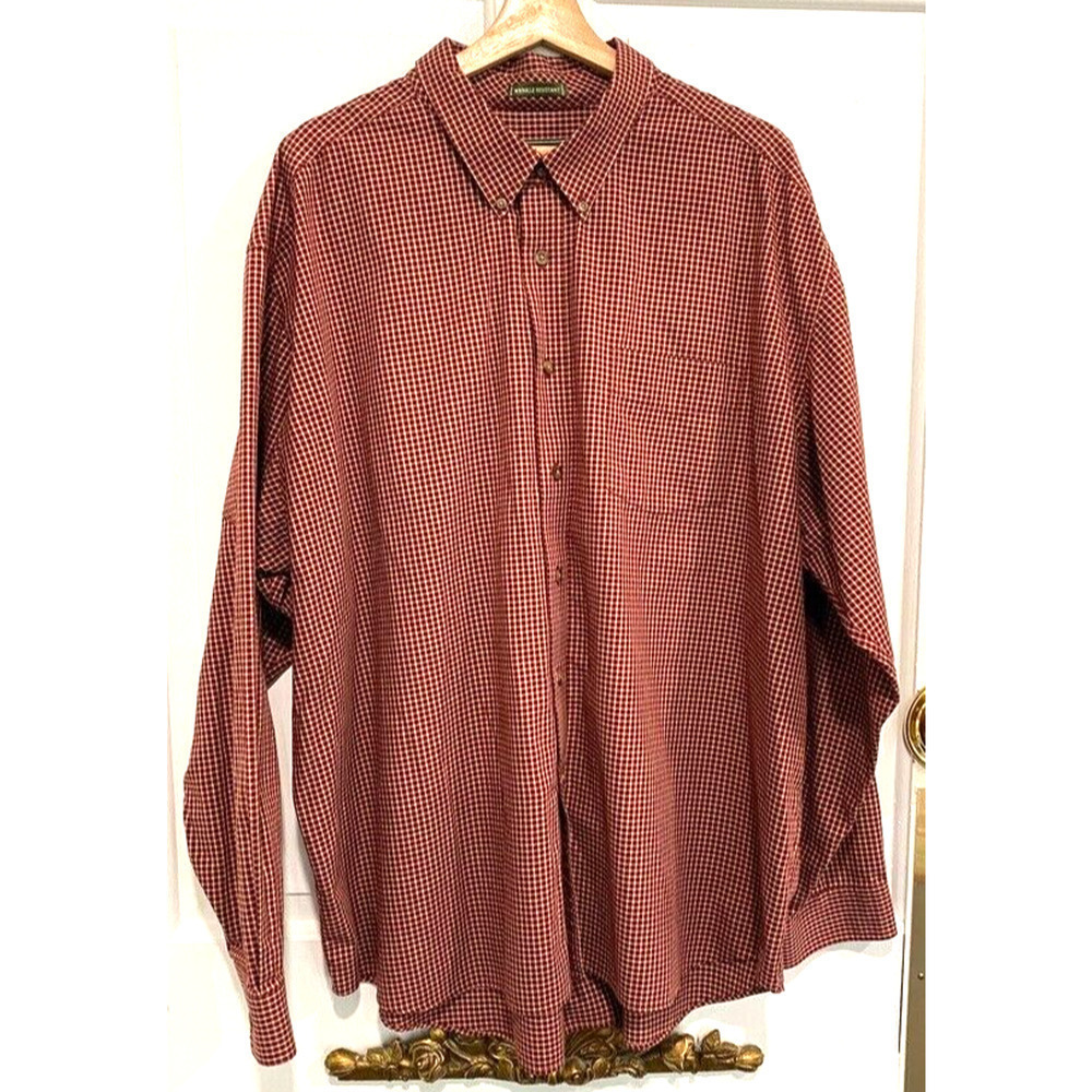 Eddie Bauer - Red plaid dress shirt cotton men's 3X